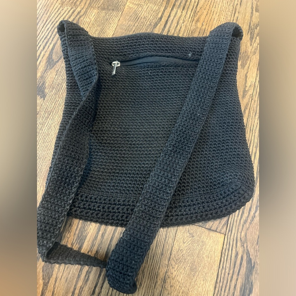 Chateau Vintage Black Crochet Crossbody Shoulder Bag